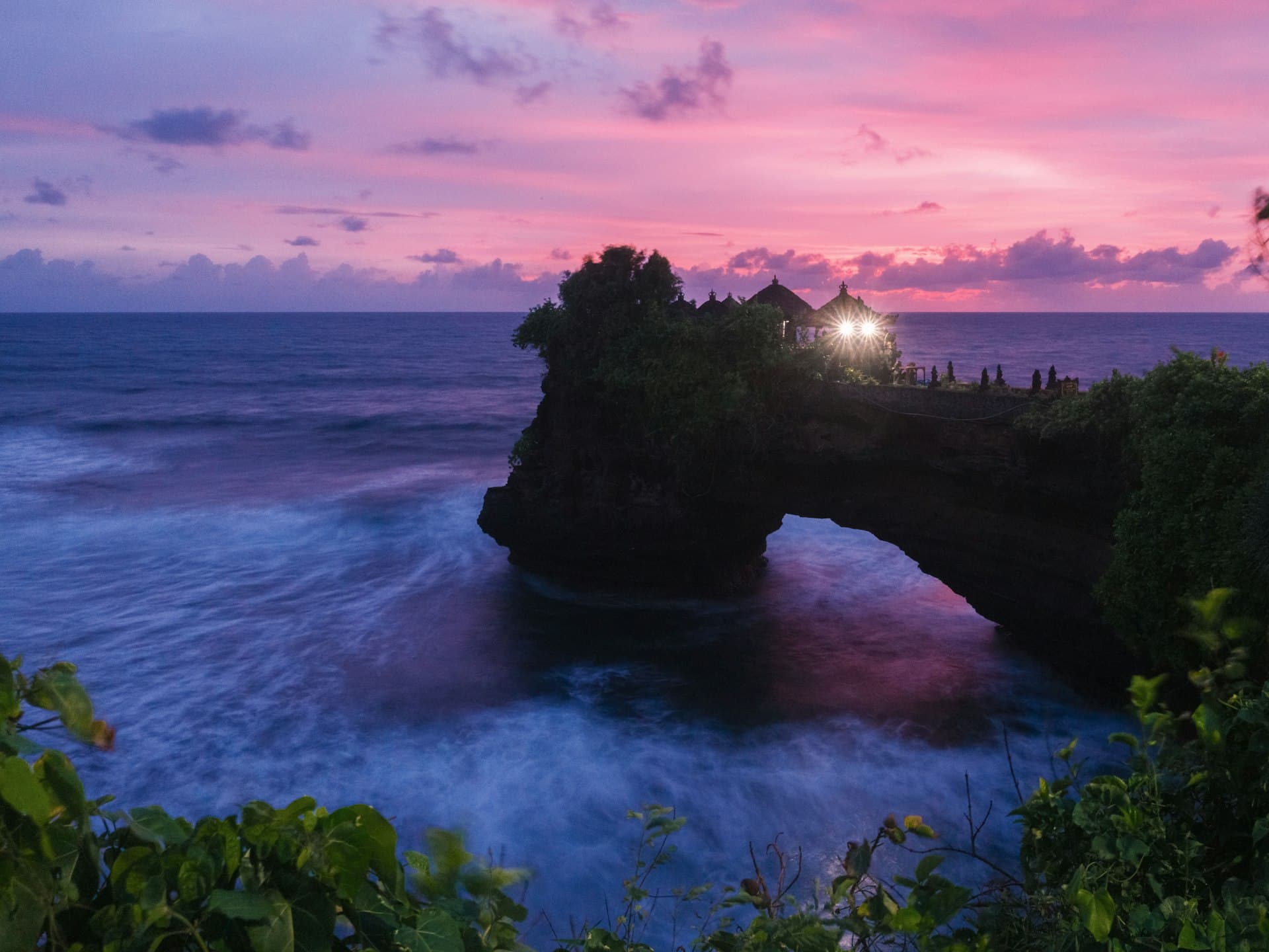 Tanah Lot temple at sunset in Bali, Indonesia